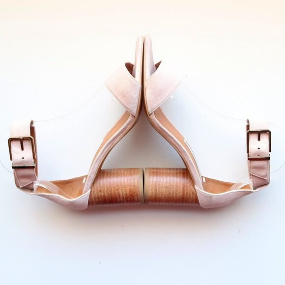 & Other Stories Pale Pink Cylinder Heel Ankle Strap Open Toe Sandals Summer Shoe - Picture 10 of 16
